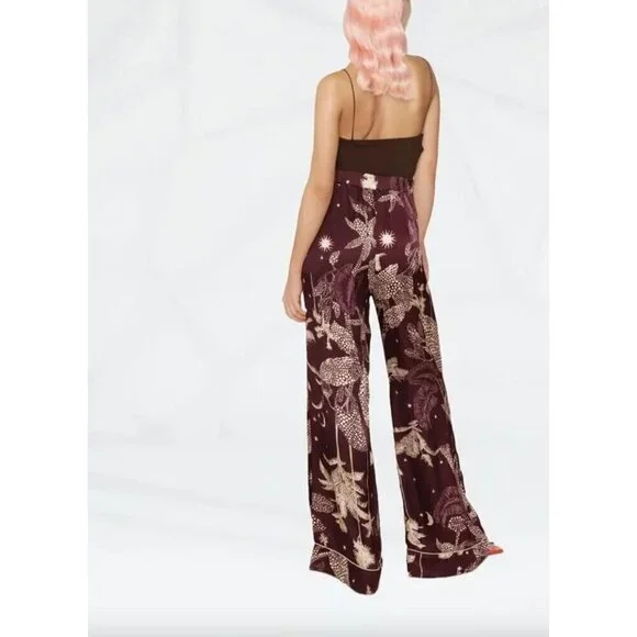 Forte Forte Printed Palazzo Pants Purple Cream Womens Size 00 XXS - Picture 3 of 12
